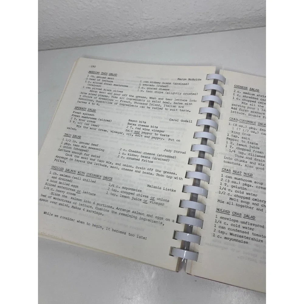 T.M.O.S. Hearing League Spiral Cookbook Community 1978 Iowa Falls, Iowa